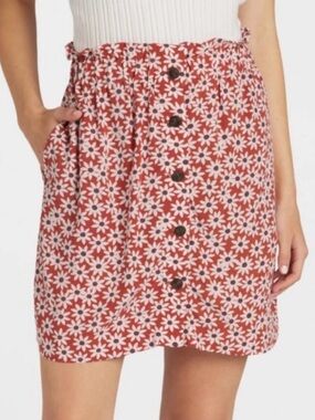 Madewell Paperbag Button Front Mini Skirt in Falling Daisies sz M